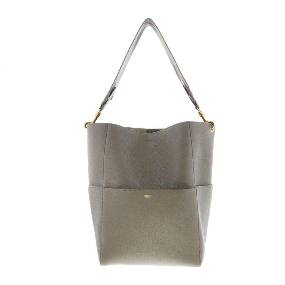 CELINE Sangle Bucket Bag Shoulder Messenger Beige AB